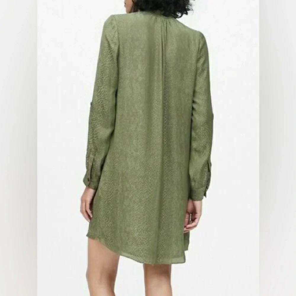 NWOT Banana Republic Olive Green Snake Print Utility Popover Shirtdress Sz 12